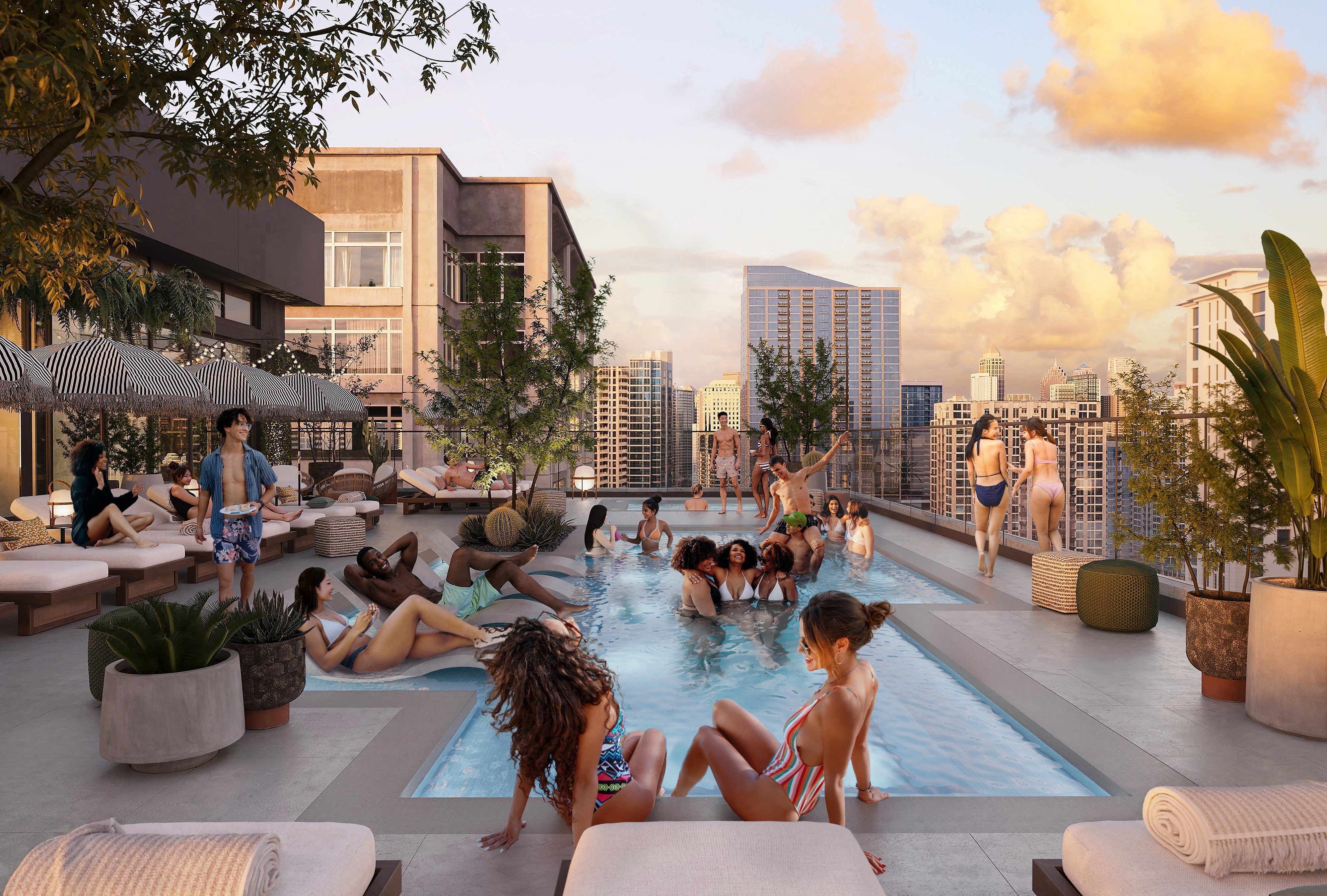 Rambler Atlanta pool deck, off-campus housing near Georgia Tech in Midtown Atlanta 