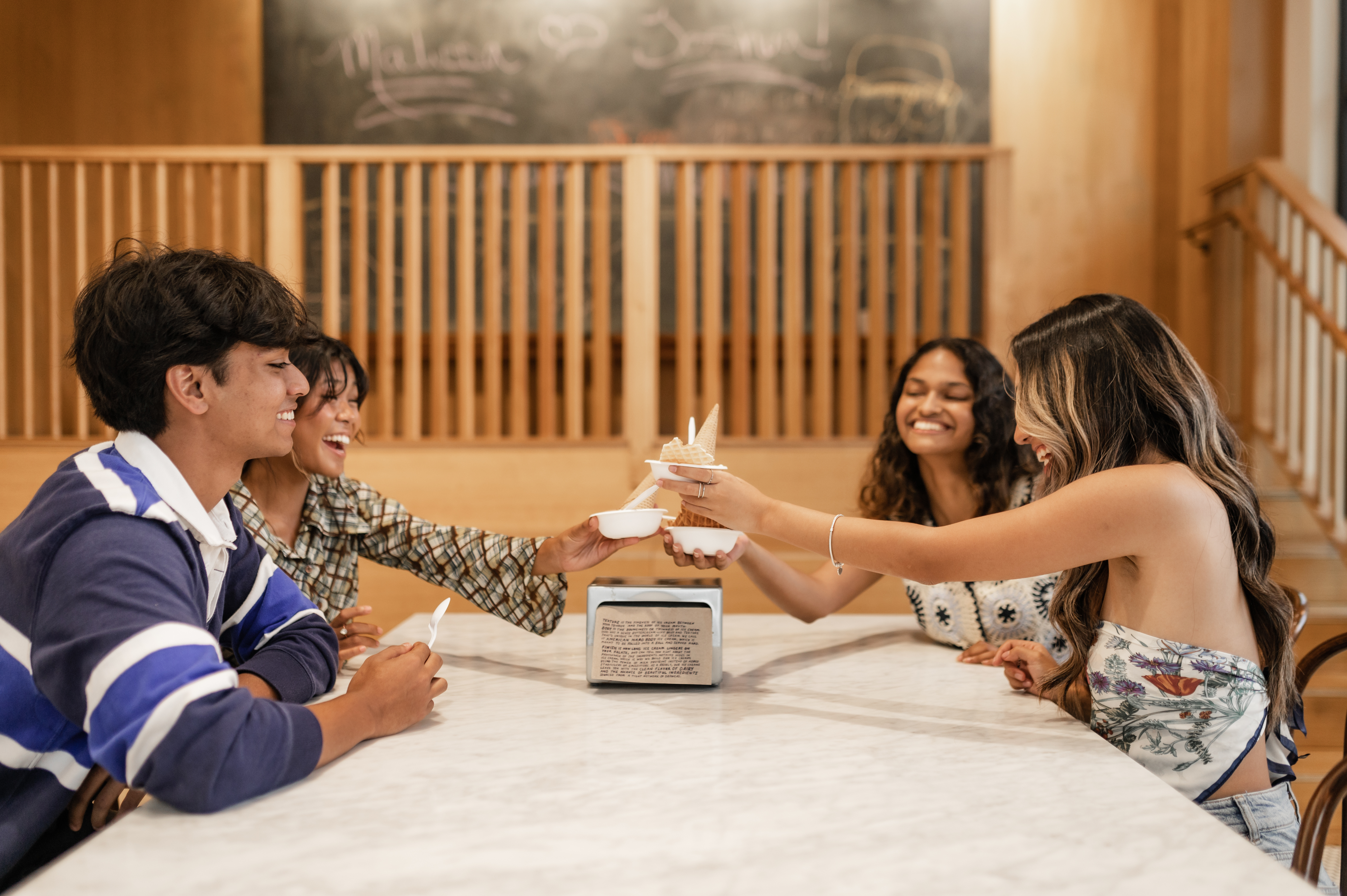 Georgia Tech students hanging out together near campus. 