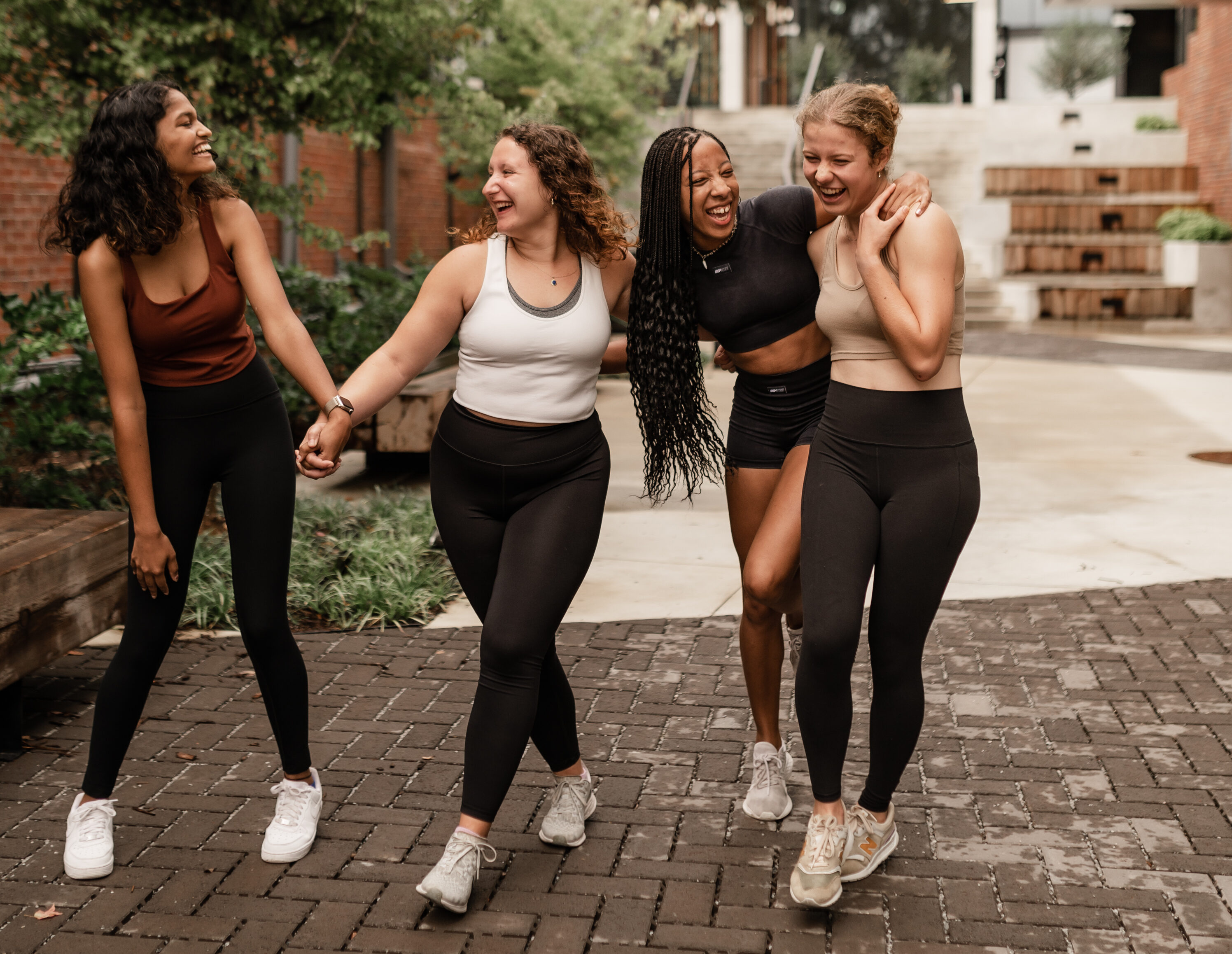 Georgia Tech students on a walking trail near campus in Atlanta Midtown.