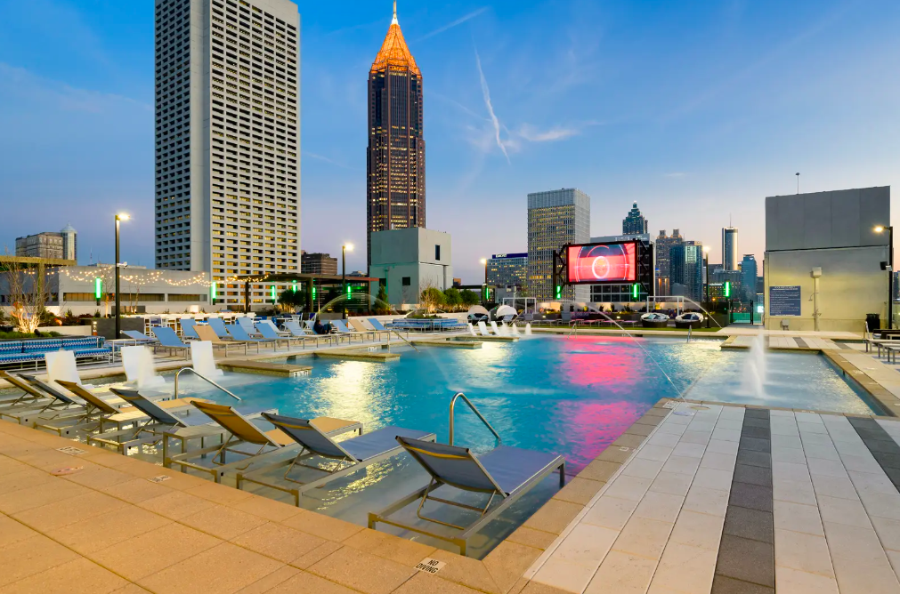 The Standard Atlanta pool deck, off-campus student housing near Georgia Tech.