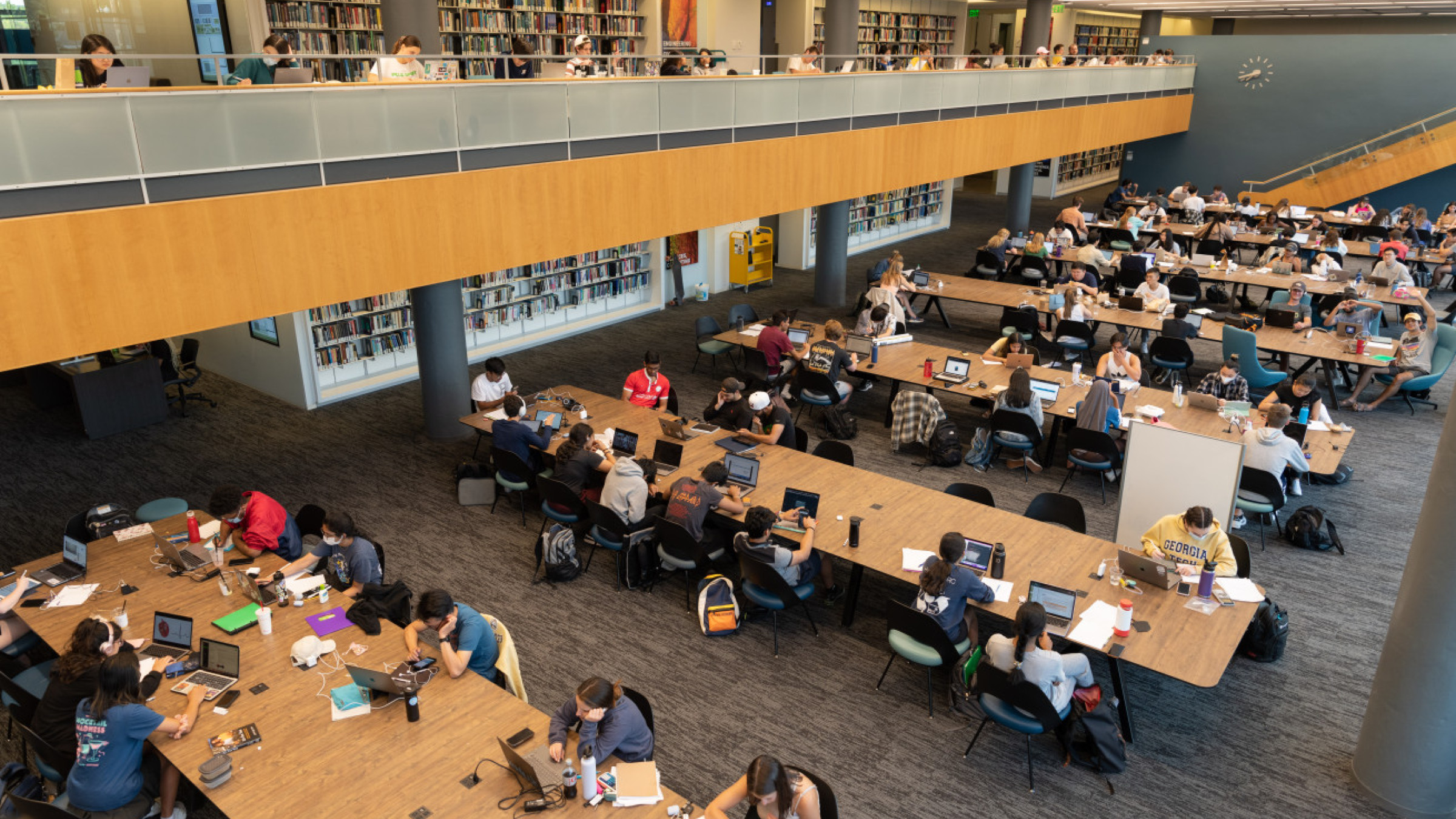 Georgia Tech students studying on Floor 3 of Price Gilbert Library 