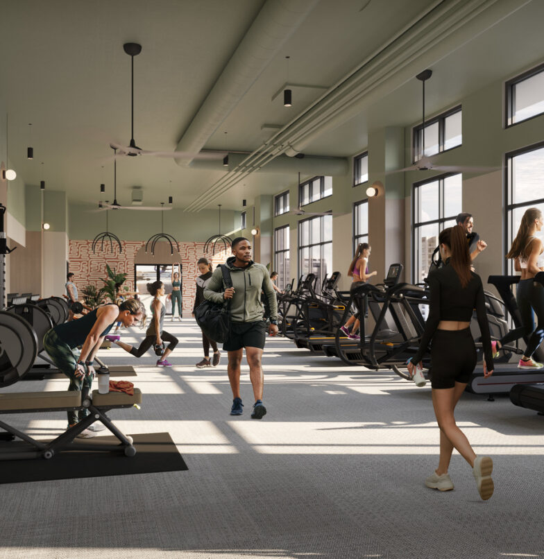 Rambler Atlanta's comprehensive fitness center comes complete with free weights, machines and a squat rack.