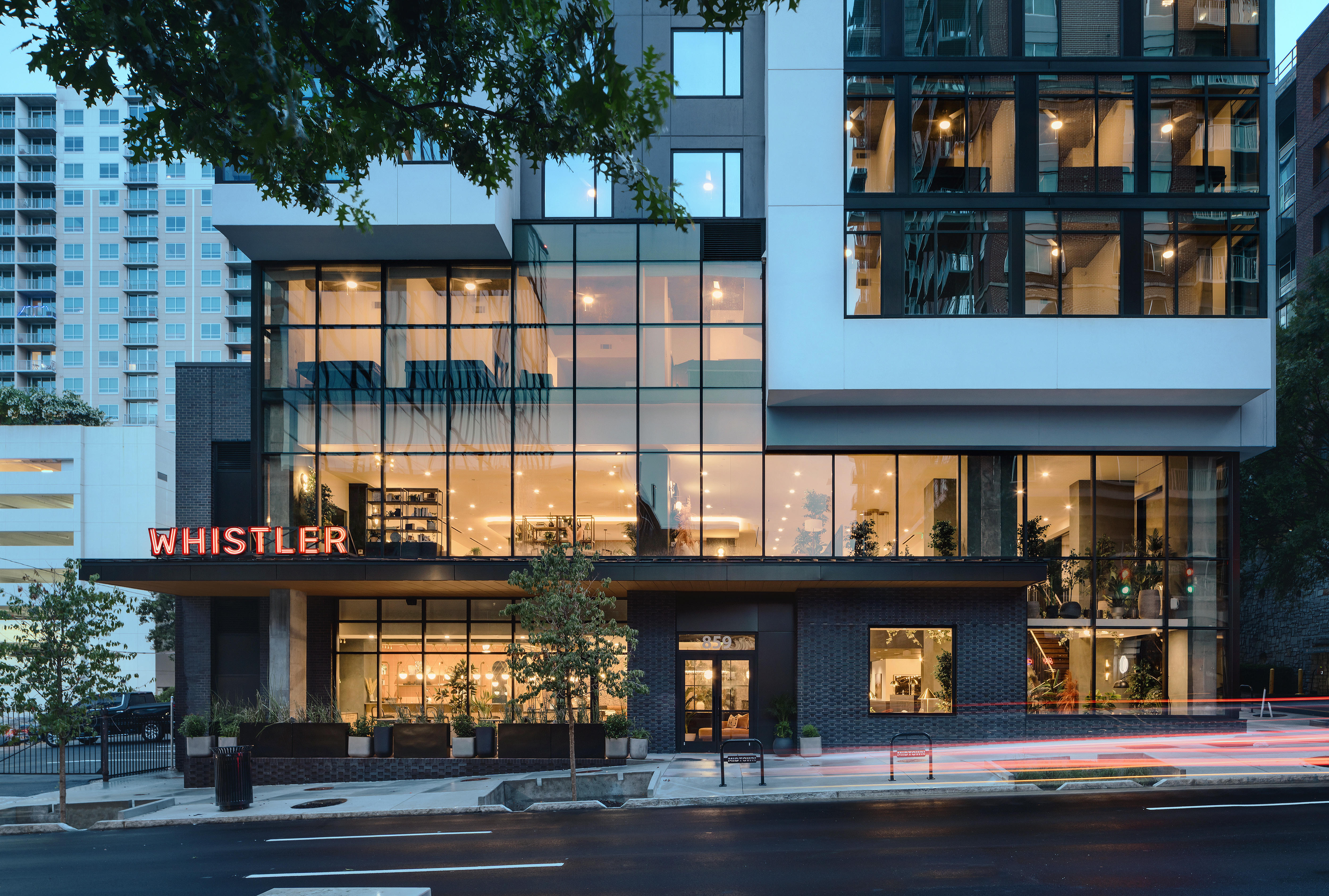 Whistler building exterior at night