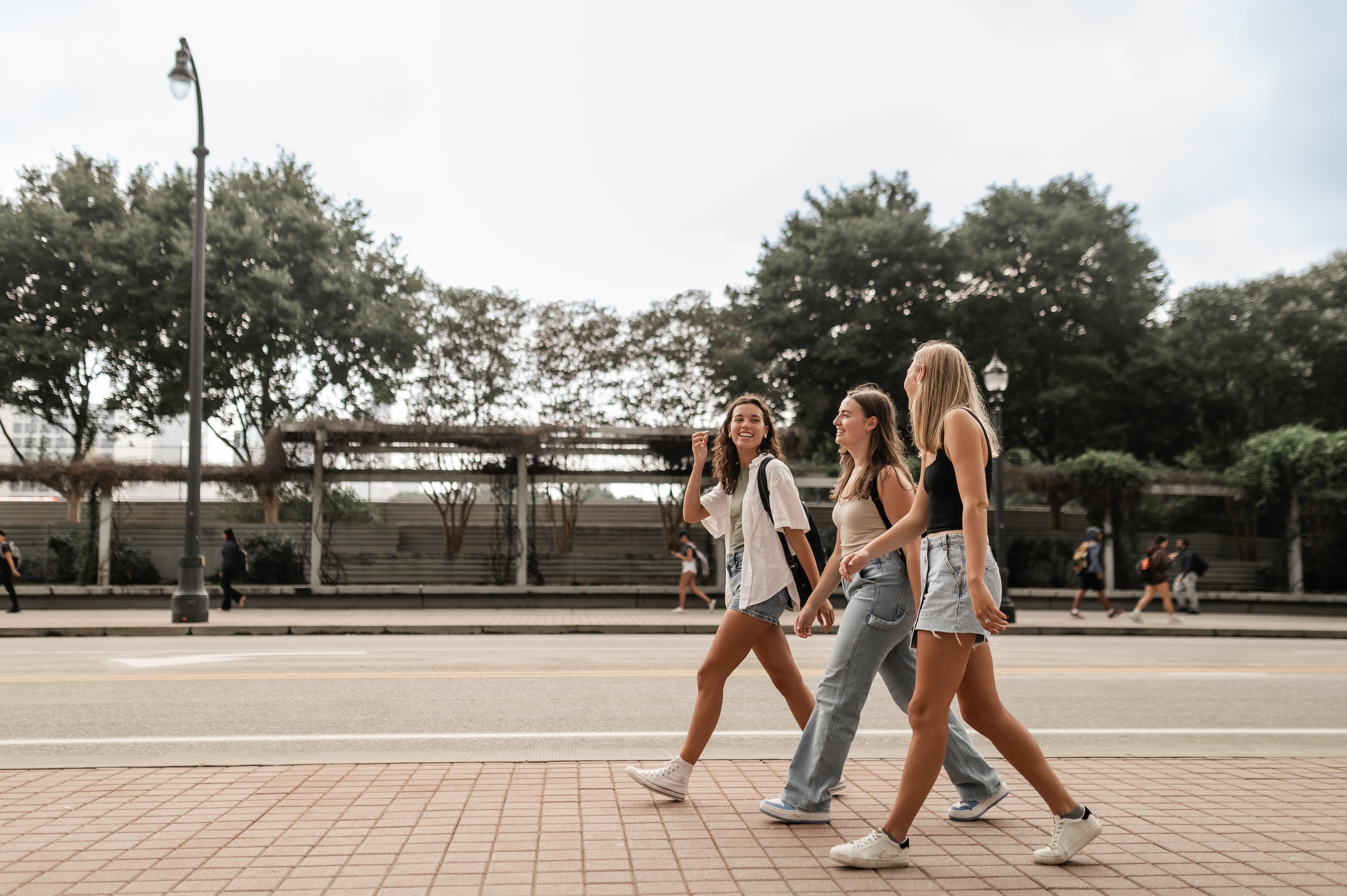 Three girls walking in Atlanta