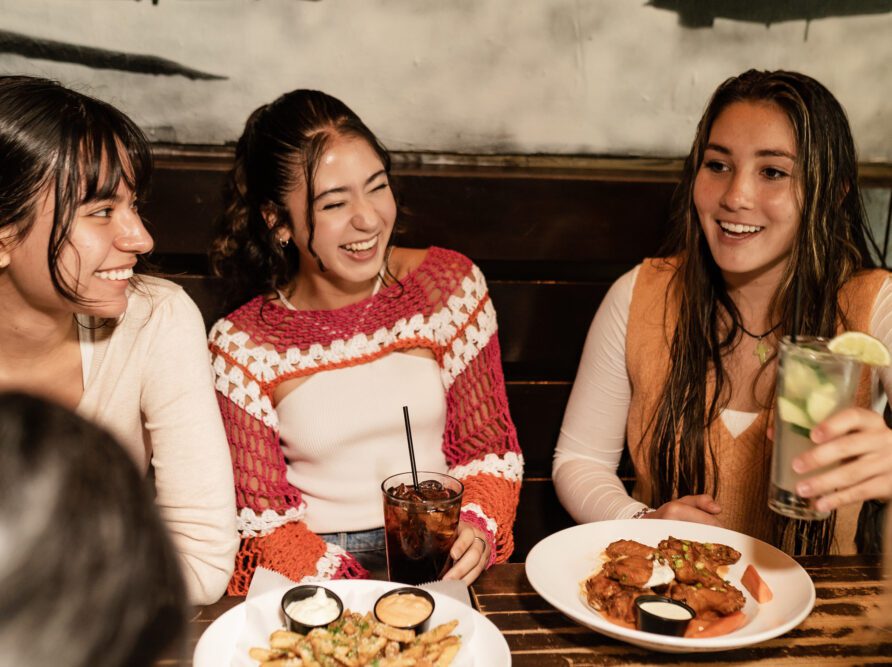 Students enjoying a meal