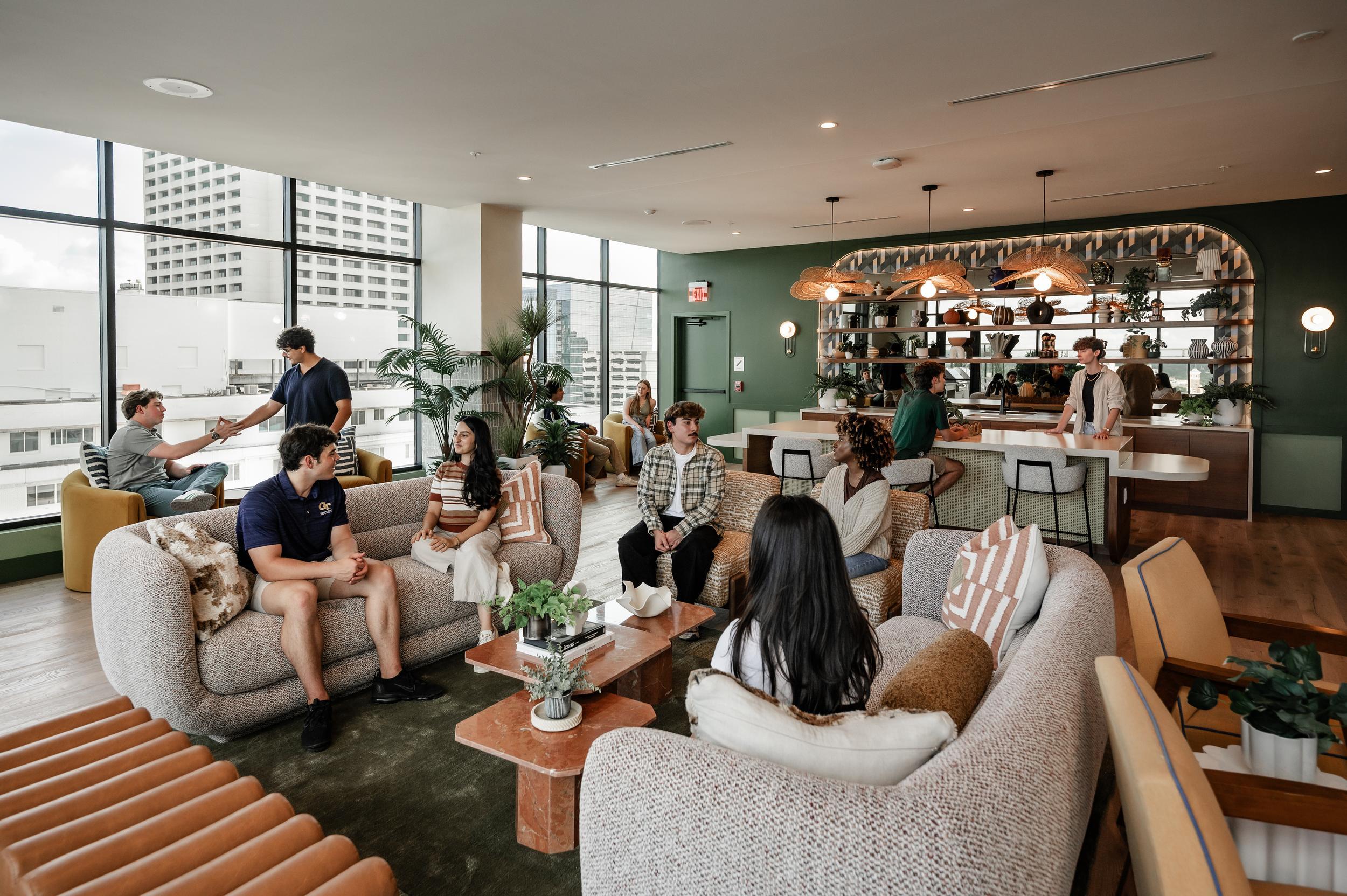 Just off the pool deck, the Rambler Atlanta club room is the perfect spot to catch up with friends or simply relax and take in the view.